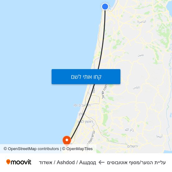 מפת עליית הנוער/מסוף אוטובוסים לAshdod / Ашдод / אשדוד