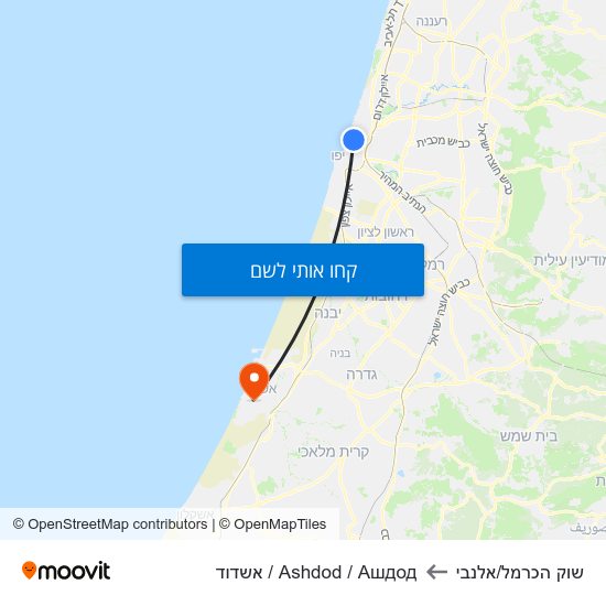 מפת שוק הכרמל/אלנבי לAshdod / Ашдод / אשדוד