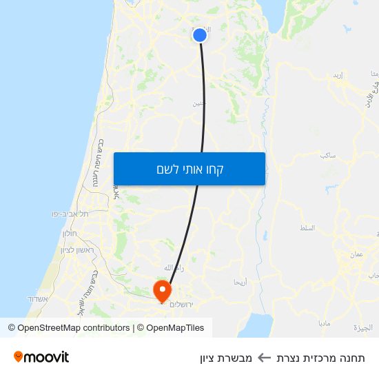 מפת תחנה מרכזית נצרת למבשרת ציון