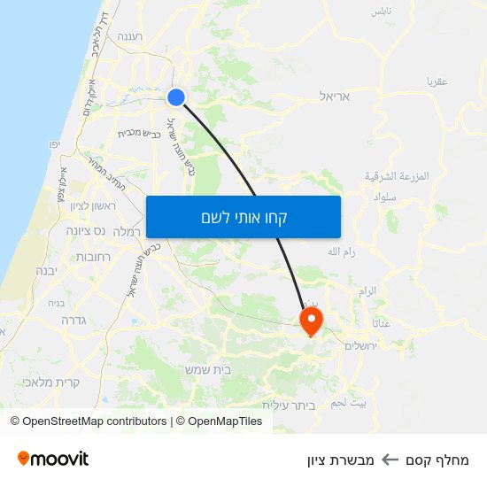 מפת מחלף קסם למבשרת ציון