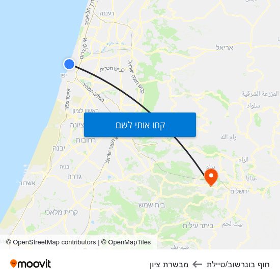 מפת חוף בוגרשוב/טיילת למבשרת ציון