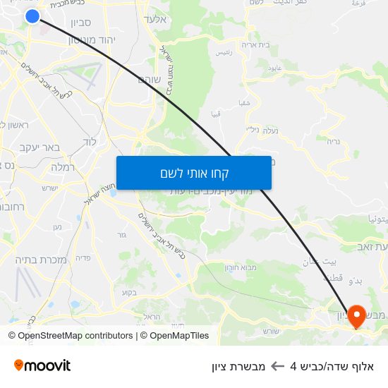 מפת אלוף שדה/כביש 4 למבשרת ציון