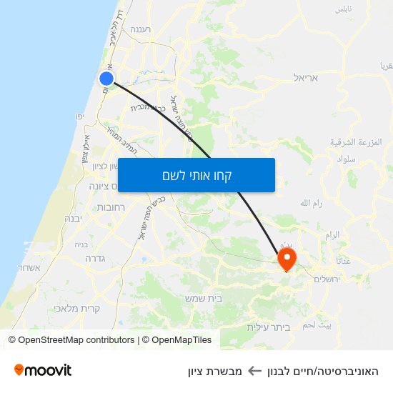 מפת האוניברסיטה/חיים לבנון למבשרת ציון