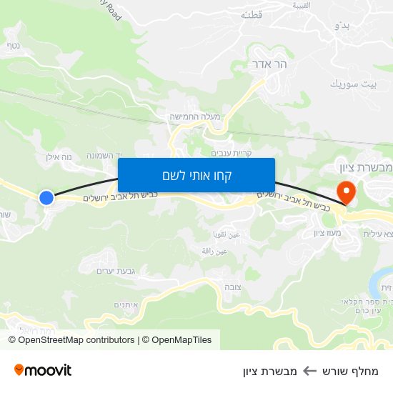 מפת מחלף שורש למבשרת ציון