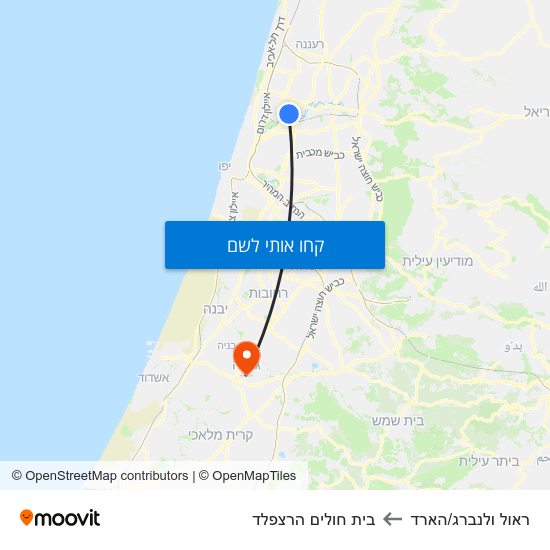 מפת ראול ולנברג/הארד לבית חולים הרצפלד