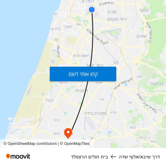 מפת דרך שיבא/אלוף שדה לבית חולים הרצפלד