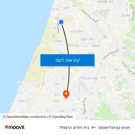 מפת חונים קונים/לישנסקי לבית חולים הרצפלד