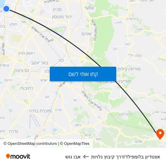 מפת אצטדיון בלומפילד/דרך קיבוץ גלויות לאבו גוש