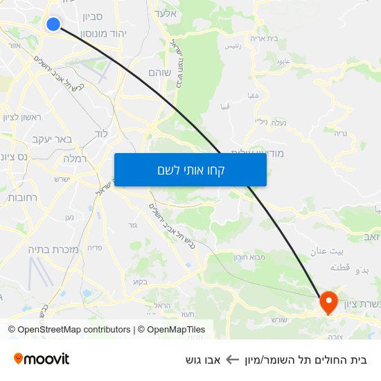 מפת בית החולים תל השומר/מיון לאבו גוש