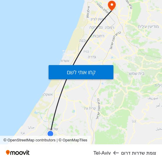 מפת צומת שדרות דרום לTel-Aviv
