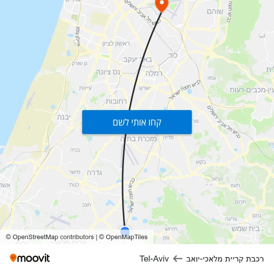 מפת רכבת קריית מלאכי-יואב לTel-Aviv