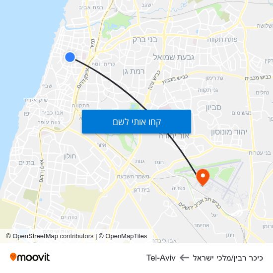 מפת כיכר רבין/מלכי ישראל לTel-Aviv