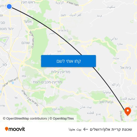 מפת שכונת קריית אלון/ירושלים לبيت حنينا