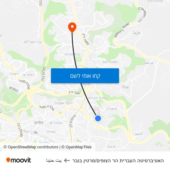 מפת האוניברסיטה העברית הר הצופים/מרטין בובר לبيت حنينا