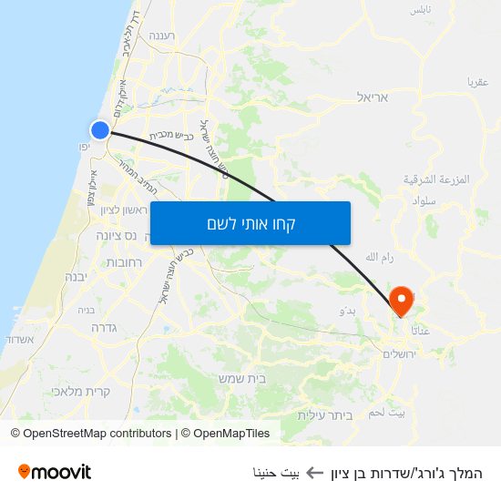 מפת המלך ג'ורג'/שדרות בן ציון לبيت حنينا