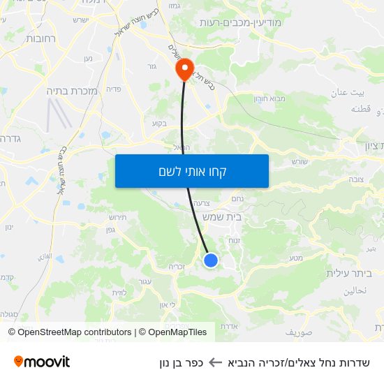 מפת שדרות נחל צאלים/זכריה הנביא לכפר בן נון