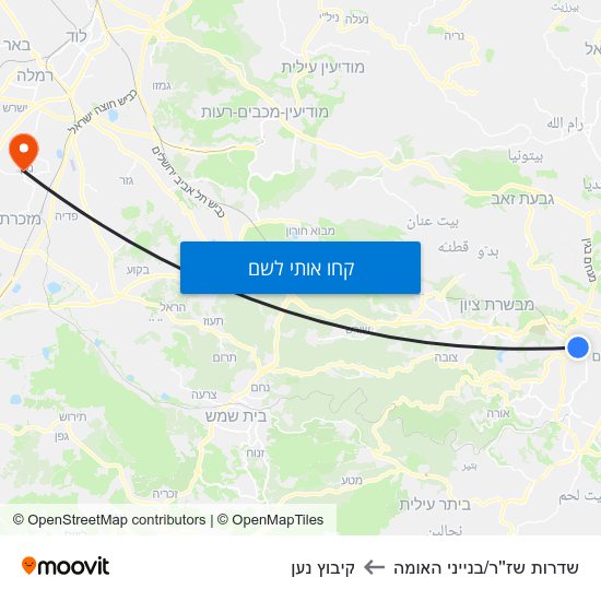 מפת שדרות שז''ר/בנייני האומה לקיבוץ נען