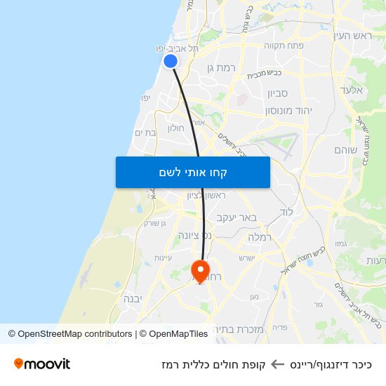 מפת כיכר דיזנגוף/ריינס לקופת חולים כללית רמז