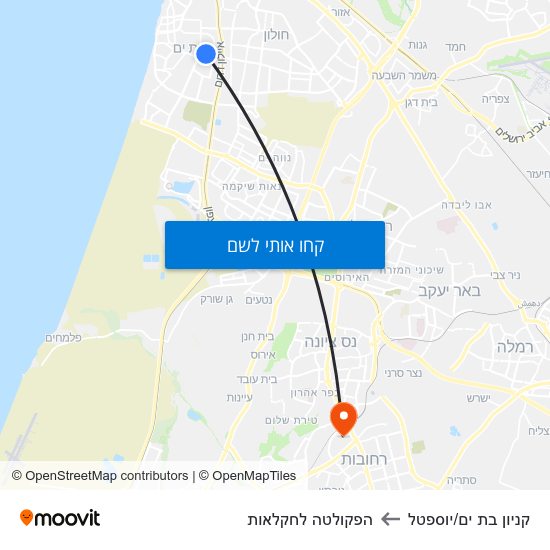 מפת קניון בת ים/יוספטל להפקולטה לחקלאות