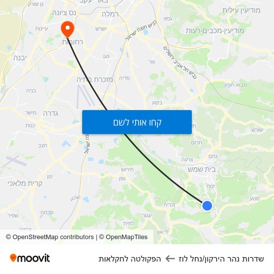 מפת שדרות נהר הירקון/נחל לוז להפקולטה לחקלאות