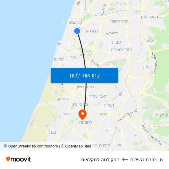 מפת ת. רכבת השלום להפקולטה לחקלאות