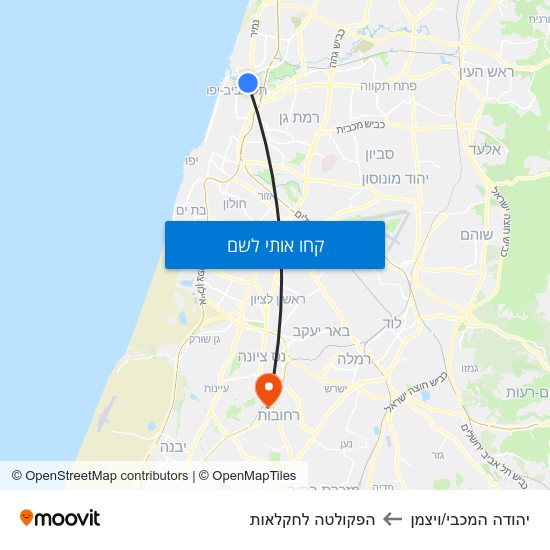 מפת יהודה המכבי/ויצמן להפקולטה לחקלאות