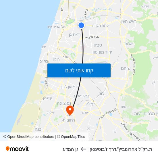 מפת ת.רק''ל אהרונוביץ'/דרך ז'בוטינסקי לגן המדע