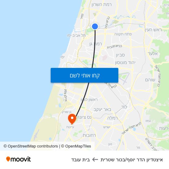 מפת איצטדיון הדר יוסף/בכור שטרית לבית עובד