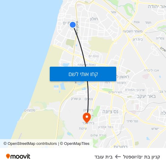 מפת קניון בת ים/יוספטל לבית עובד