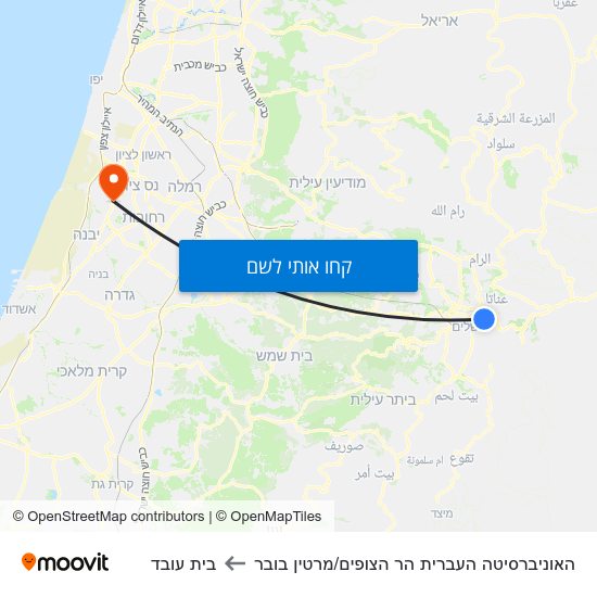 מפת האוניברסיטה העברית הר הצופים/מרטין בובר לבית עובד