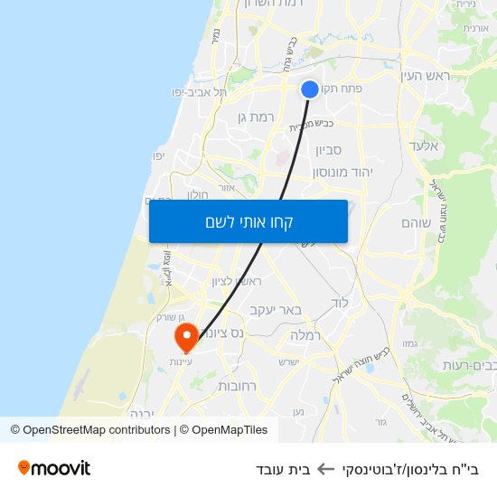 מפת בי''ח בלינסון/ז'בוטינסקי לבית עובד