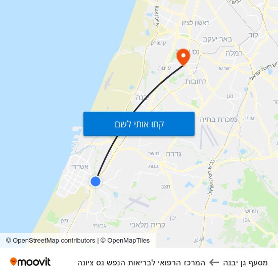 מפת מסעף גן יבנה להמרכז הרפואי לבריאות הנפש נס ציונה