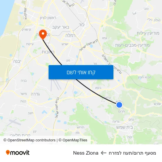 מפת מסעף תרום/תעוז למזרח לNess Ziona