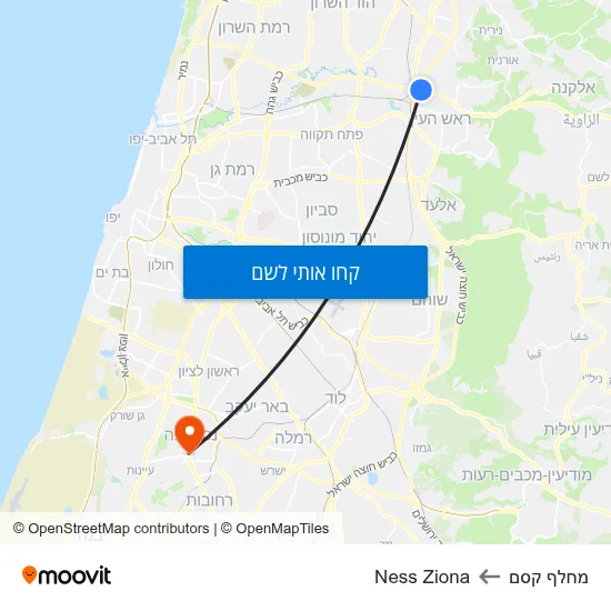 מפת מחלף קסם לNess Ziona