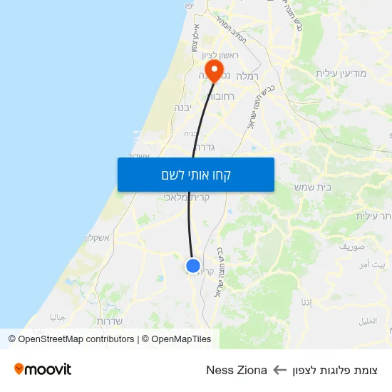 מפת צומת פלוגות לצפון לNess Ziona