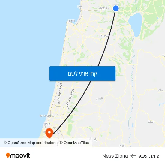 מפת צומת שבע לNess Ziona