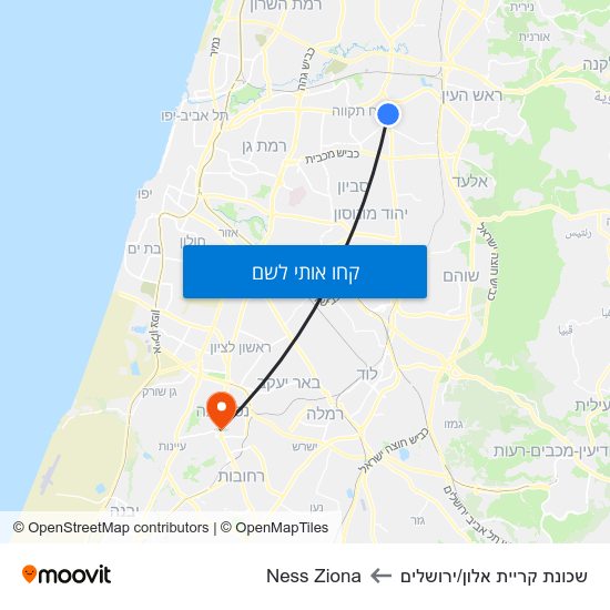 מפת שכונת קריית אלון/ירושלים לNess Ziona