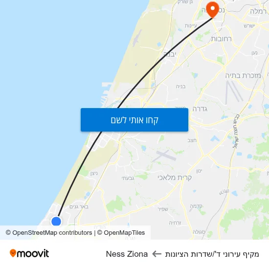 מפת מקיף עירוני ד'/שדרות הציונות לNess Ziona