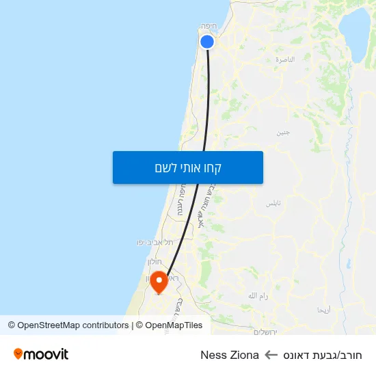 מפת חורב/גבעת דאונס לNess Ziona