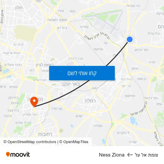 מפת צומת אל על לNess Ziona