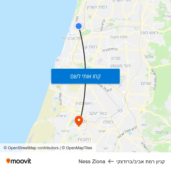 מפת קניון רמת אביב/ברודצקי לNess Ziona