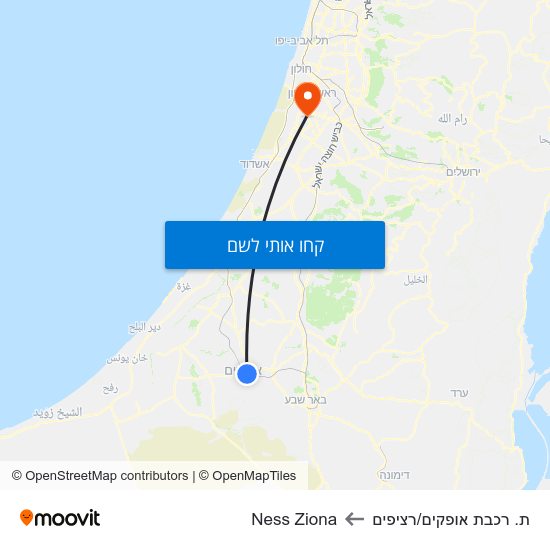 מפת ת. רכבת אופקים/רציפים לNess Ziona