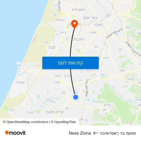 מפת מסעף בני ראם/ישיבה לNess Ziona