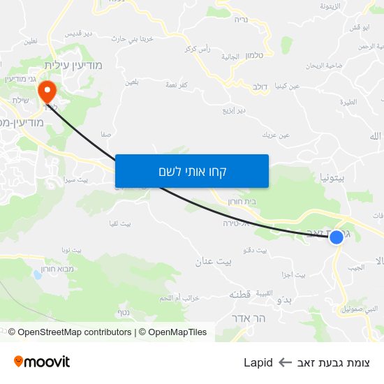 מפת צומת גבעת זאב לLapid
