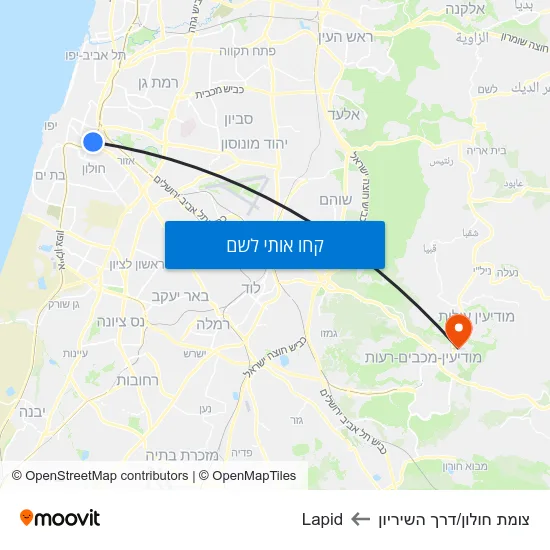 מפת צומת חולון/דרך השיריון לLapid