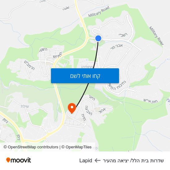מפת שדרות בית הלל/ יציאה מהעיר לLapid