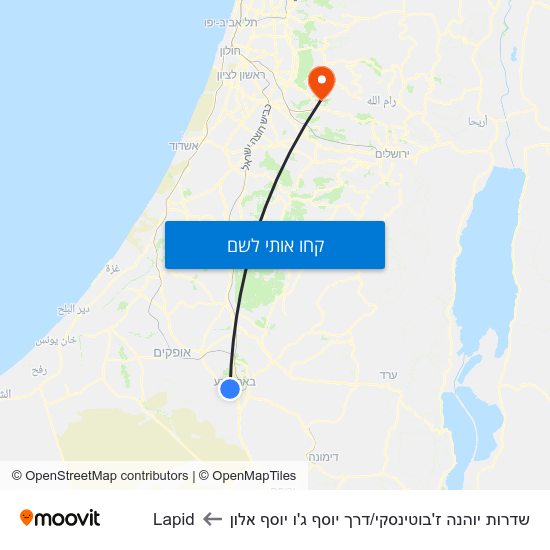 מפת שדרות יוהנה ז'בוטינסקי/דרך יוסף ג'ו יוסף אלון לLapid