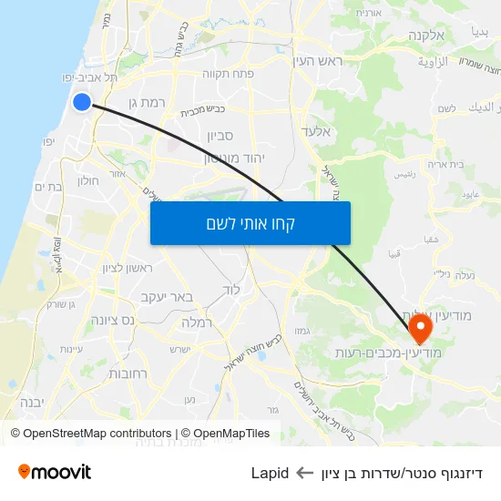 מפת דיזנגוף סנטר/שדרות בן ציון לLapid