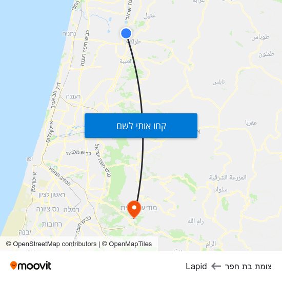 מפת צומת בת חפר לLapid