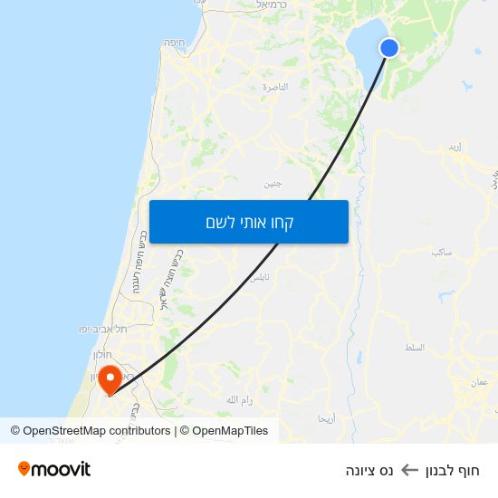מפת חוף לבנון לנס ציונה
